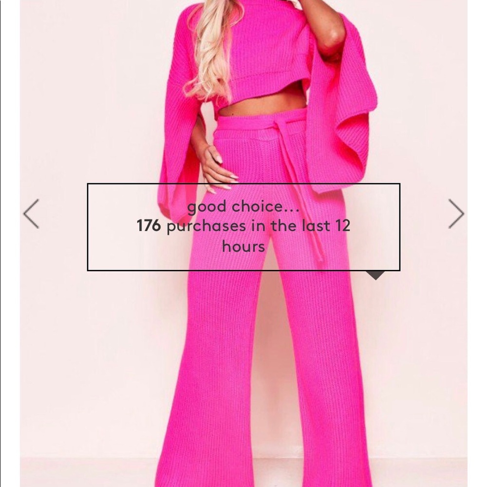 Missy empire Neon pink Ribbed split Co-ord set